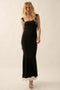Black Knit Tie Detail Sleeveless Mermaid Maxi Dress