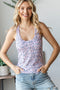 Light Pink Floral Button Front Tank Top