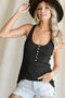 Black Button Front Tank Top