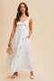 White Embroidered Front Bow Tie Maxi Dress