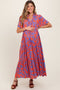 Orange Button Ruffle Detail Maternity Maxi Dress