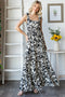 Black Floral Shoulder Tie Tiered Maxi Dress