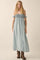 Light Chambray Smocked Denim Off-Shoulder Maxi Dress