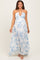 Light Blue Floral Tie-Back Halter Maternity Maxi Dress
