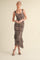 Mocha Animal Print Ruched Mermaid Midi Dress