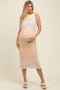Peach Colorblock Crochet Knit Open Tie Back Maternity Maxi Dress