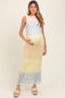 Yellow Colorblock Crochet Knit Open Tie Back Maternity Maxi Dress