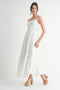 White Smocked Open Back Lace Hem Maxi Dress