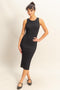 Black Ribbed Sleeveless Midi Dress