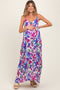 Purple Leaf Print Sleeveless Maternity Maxi Dress