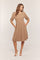 Taupe Textured Knit Puff Sleeve Midi Dress