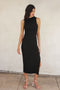 Black Mock Neck Side Slit Midi Dress