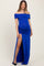 Royal Foldover Off Shoulder Ruched High Slit Maternity Maxi Dress