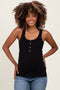 Black Ribbed Knit Button Maternity Tank Top