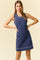 Navy Contrast Stitch Sleeveless Mini Dress