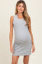 Heather Grey Contrast Stitch Sleeveless Maternity Mini Dress