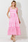 Pink Wide Stripe Shoulder Tie Midi Dress