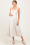 Cream Pleated Bodice Maternity Midi Dress