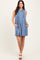 Blue Chambray Pleat Detail Sleeveless Shirt Dress