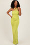 Lime Twist Front Ruched Maxi Dress