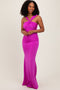 Violet Twist Front Ruched Maxi Dress