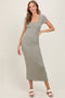 Sage Double Layered Ribbed Scoop Neck Maxi Dress