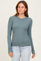 Deep Teal Basic Ribbed Knit Long Sleeve Top