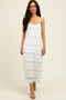 Cream Lace Ruffle Trim Tiered Midi Dress