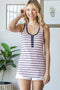 Light Pink Striped Button Front Tank Top
