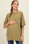 Olive Mineral Wash Crochet Pocket Maternity Top