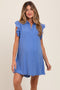 Periwinkle Fringe Detail Ruffle Sleeve Maternity Shirt Dress