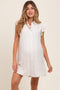 Beige Fringe Detail Ruffle Sleeve Maternity Shirt Dress