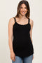 Black Lace-Trim Ribbed Maternity Tank Top