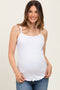White Lace-Trim Ribbed Maternity Tank Top