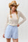 Cream Lace Ruffle Neckline Long Sleeve Top