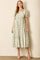 Sage Printed Square Neck Bubble Sleeve Maxi Dress
