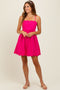 Fuchsia Scallop Edge Cutout Tie Back Mini Dress