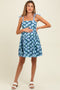 Navy Floral Shoulder Tie Scallop Hem Maternity Dress