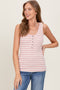 Light Pink Striped Fitted Tank Top