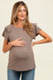Taupe Double Ruffle Sleeve Maternity T-Shirt