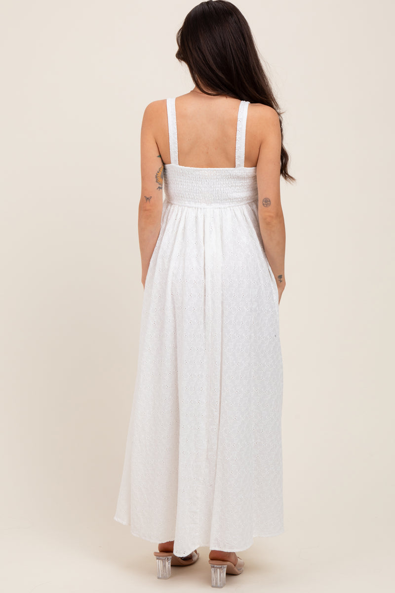 chinese dress ladies Ivory Eyelet Lace Sweetheart Neckline Midi Dress main image 1