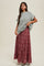 Rust Floral Drawstring Tiered Maxi Skirt
