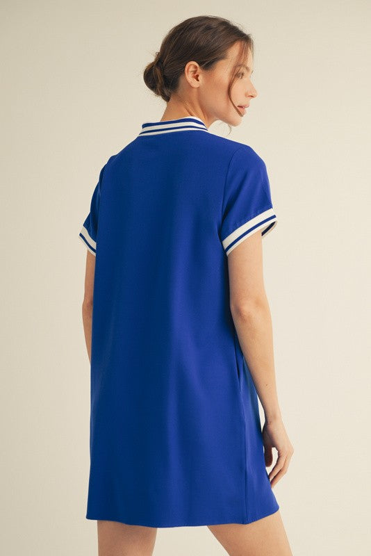 Royal Blue Sporty Polo Dress – PinkBlush