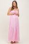 Light Pink Gathered Front Tie Maternity Maxi Dress