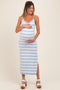 Light Blue Patterned Sleeveless Maternity Maxi Dress