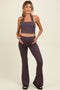 Purple Textured Rib Crop Tank Flare Leg Pant Maternity Set