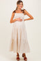 Cream Polka Dot Tiered Shoulder Tie Maternity Midi Dress