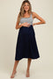 Navy Striped Fit And Flare Sleeveless Maternity Midi Dress