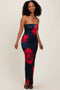 Navy Floral Strapless Maxi Dress
