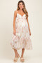 Yellow Floral Ruffle Accent Sleeveless Maternity Midi Dress